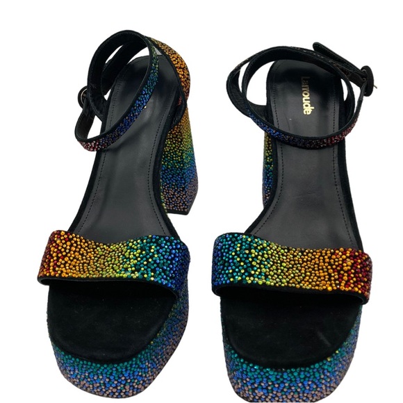 NWOB Larroudé Dolly Crystal Platform Ankle-Strap Sandals - Sz 9 - Picture 8 of 12